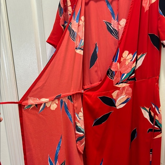 A New Day Womens XS Floral Red Wrap Dress - Picture 4 of 5